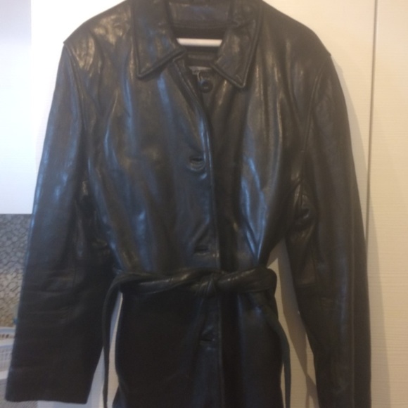 unisex black italian lamb belted leather jacket